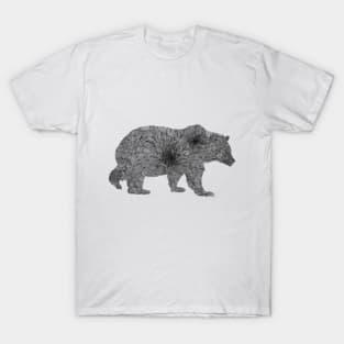 Floral Zinnia Bear in Black T-Shirt